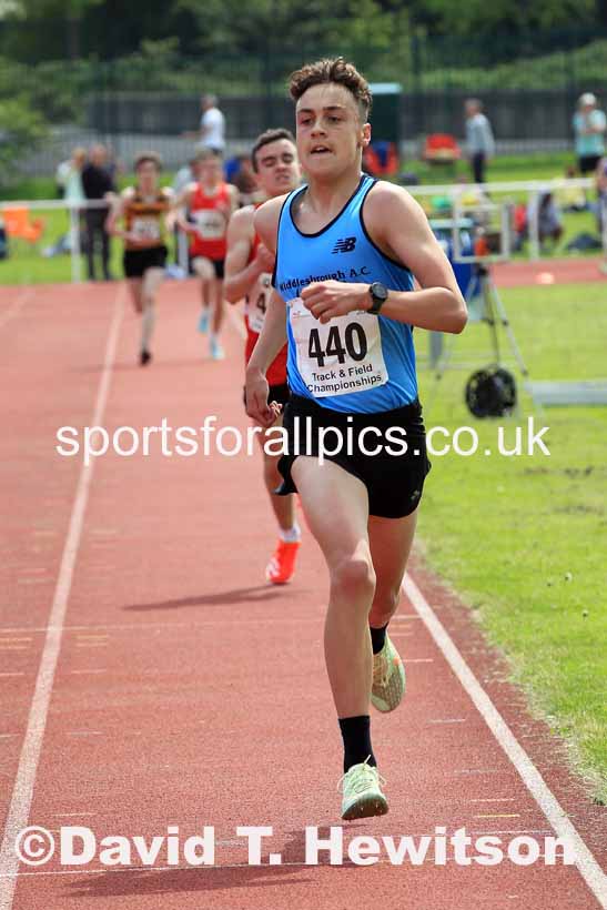 Mens Under-17s 3000 metres, 2023 North Eastern Track and Field Champs., Middlesbrough Sports Village, Middlesbrough. Photo: David T. Hewitson/Sports for All Pics